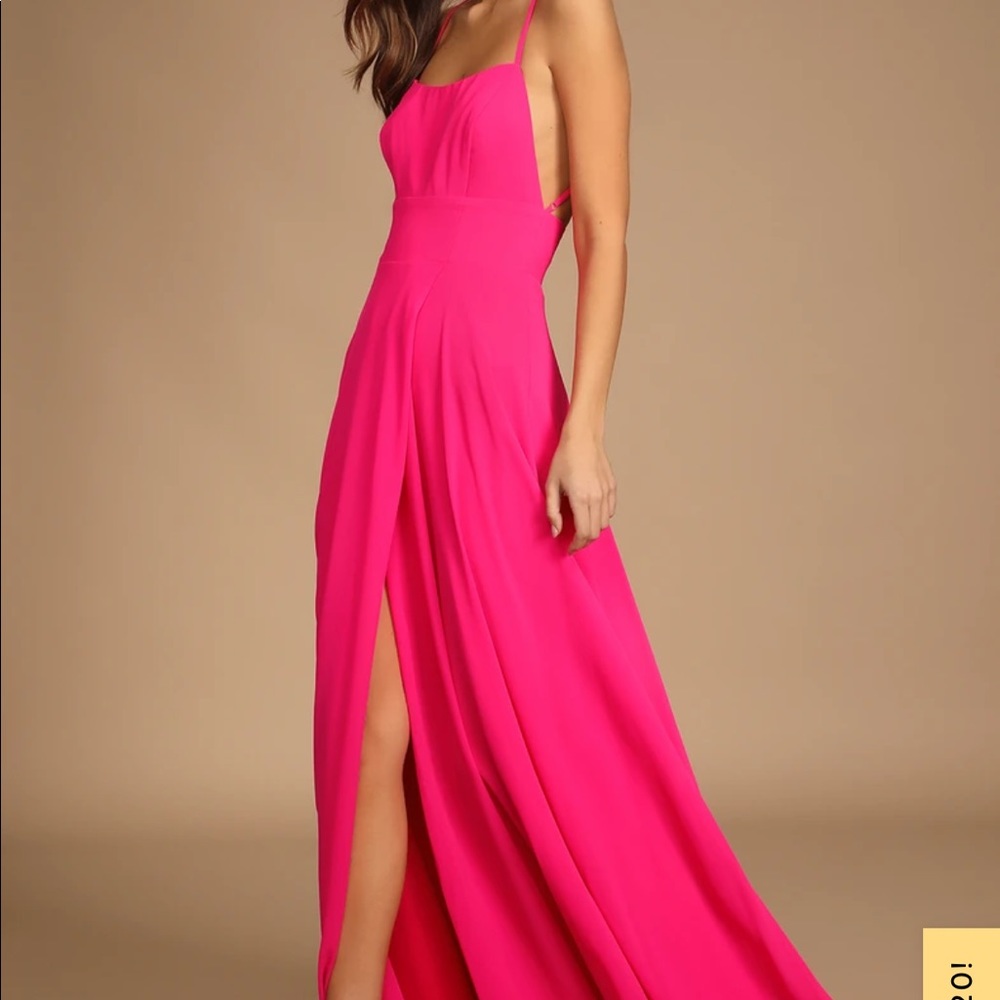 Lulus Dreamy Romance Hot Pink Backless Maxi